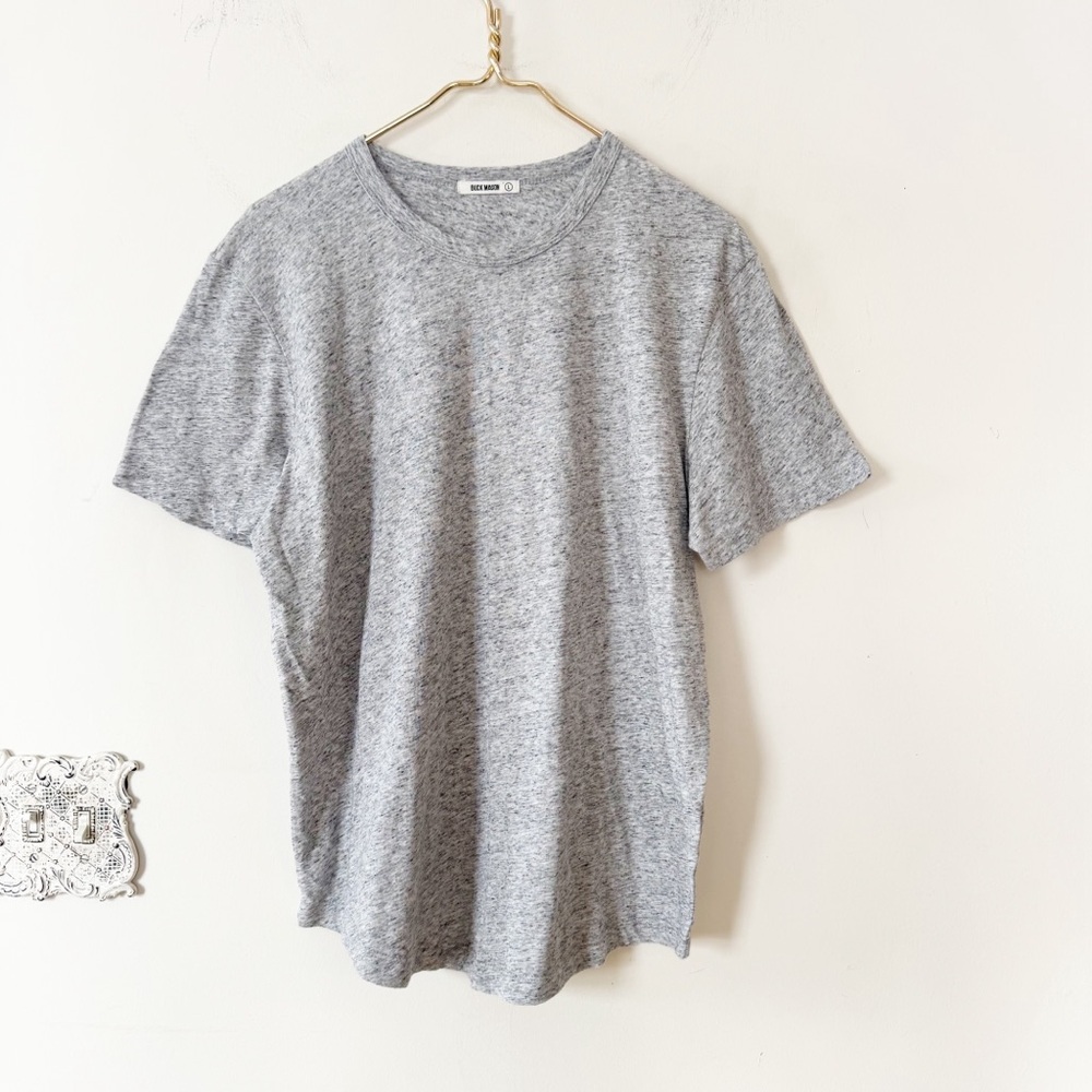 Buck Mason Heather Gray Curved Hem Tee L